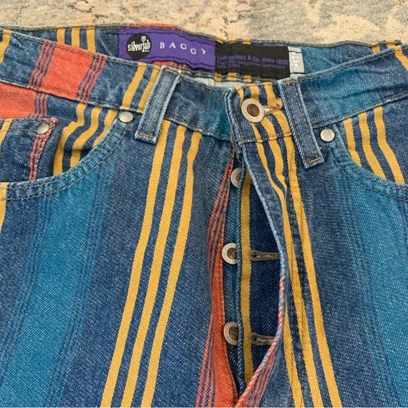 Levi’s Silver Tab Baggy Denim Striped Shorts - Picture 2 of 8